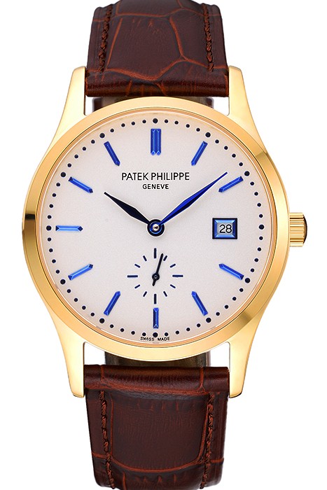 Patek Philippe Calatrava White Dial Gold Case Brown Leather Strap  622844