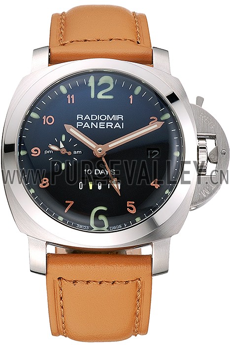 Panerai Radiomir Stainless Steel Bezel Orange Leather Bracelet 622317