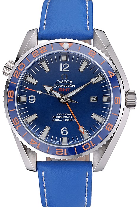 Omega Seamaster Planet Ocean GMT Blue Dial Blue Leather Band   622394