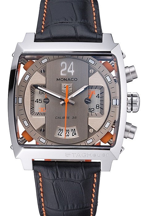 Tag Heuer Monaco 24 Calibre 36 Chronograph Gold And Beige Dial Black Leather Strap 622274