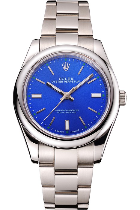 Rolex Oyster Perpetual Blue Dial Stainless Steel Case And Bracelet