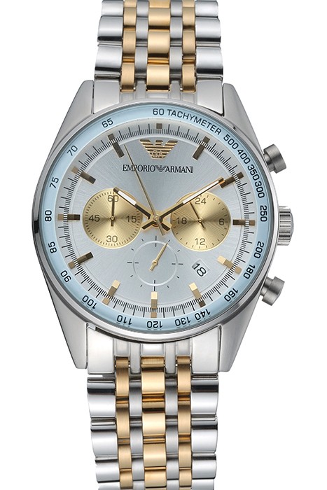 Emporio Armani Sportivo Chronograph Silver Dial Two Tone Stainless Steel Bracelet  622350