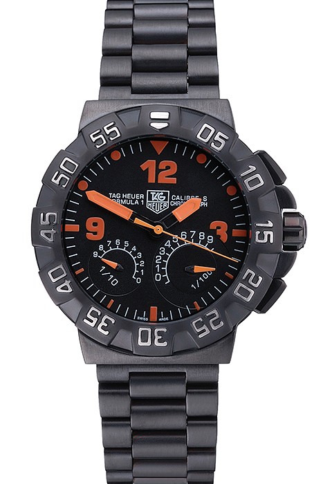 Tag Heuer Formula One Calibre S Black Dial Orange Numerals Ion Plated Steinless Steel Bracelet 622300
