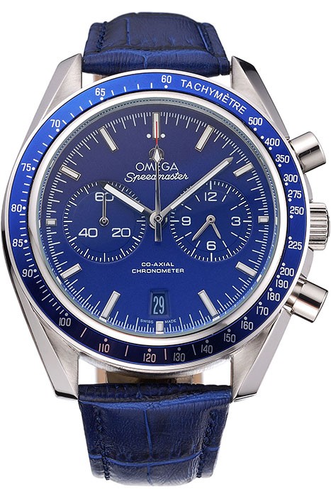 Omega Speedmaster Blue Dial Stainless Steel Case Blue Leather Strap  622808