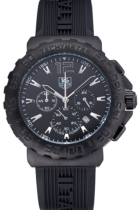 Tag Heuer Formula 1 Chronograph Black Dial Black Bezel White Numerals  622409
