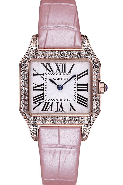 Cartier Santos 100 Diamond Rose Gold Bezel 621915