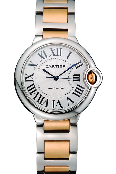 Swiss Cartier Ballon Bleu 36mm Silver Dial Stainless Steel Case Two Tone Gold Bracelet  622878