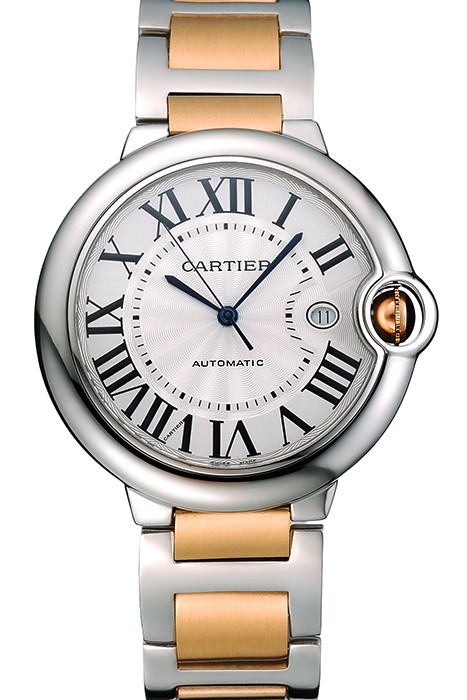 Swiss Cartier Ballon Bleu 42mm Silver Dial Stainless Steel Case Two Tone Gold Bracelet  622877