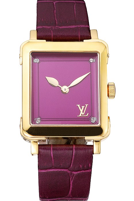 Louis Vuitton Emprise Purple Dial Gold Case Purple Leather Strap  622787