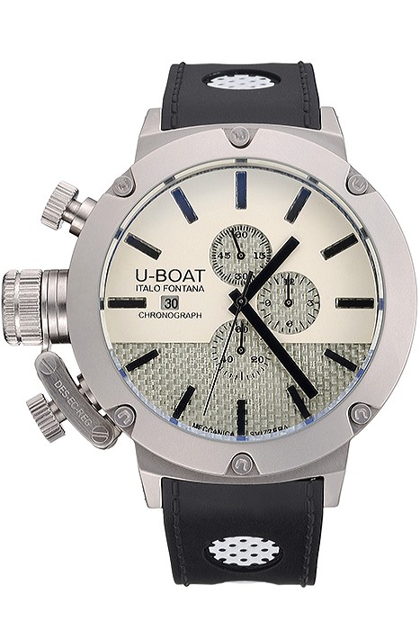 U-Boat Italo Fontana White Dial Stainless Steel Case Black Leather Bracelet  622715