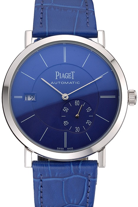 Piaget Altiplano Silver Case Blue Dial Blue Leather Bracelet  622630