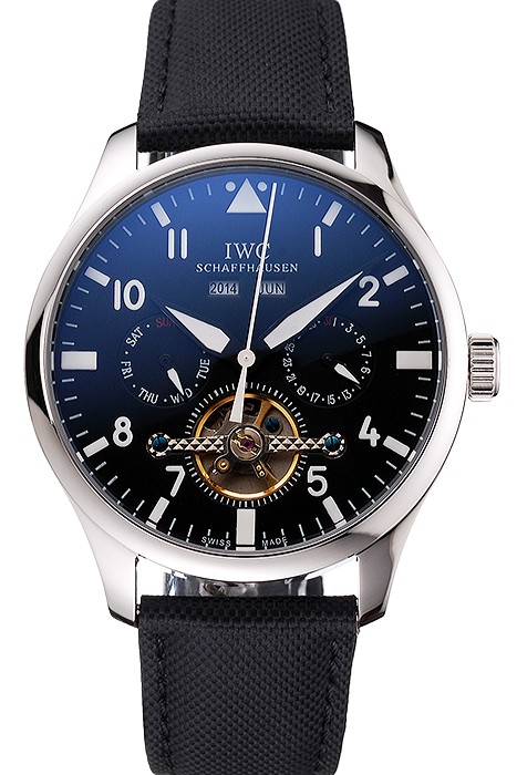 IWC Pilot Tourbillon Black Dial Stainless Steel Case Black Textile Strap