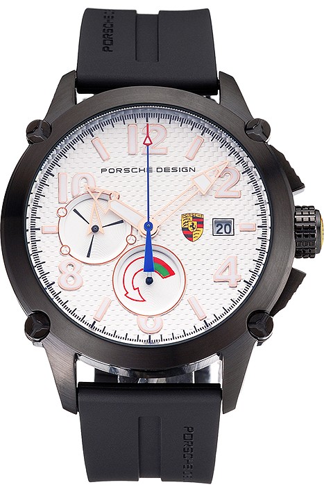 Porsche Design Indicator White Dial Black Case Black Rubber Strap