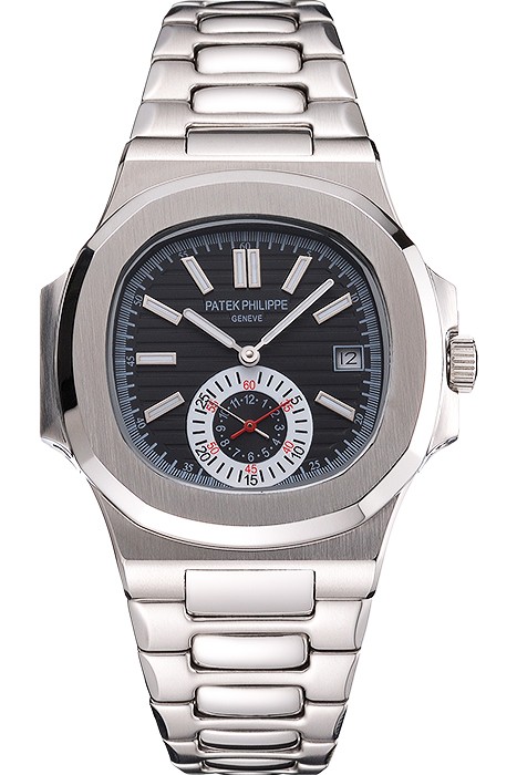 Patek Philippe Nautilus Black Dial Stainless Steel Case And Bracelet
