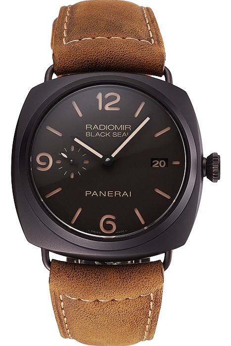 Swiss Panerai Radiomir Black Seal Brown Dial Black Case Brown Leather Strap