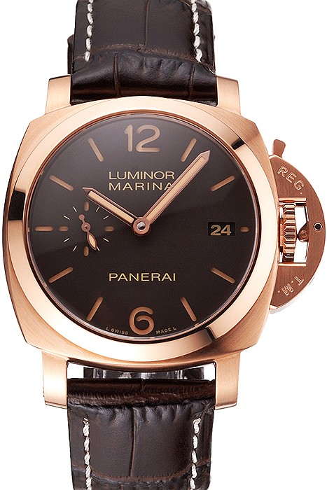 Swiss Panerai Luminor Marina 1950 3 Days Oro Rosso Brown Dial Rose Gold Case Brown Leather Strap