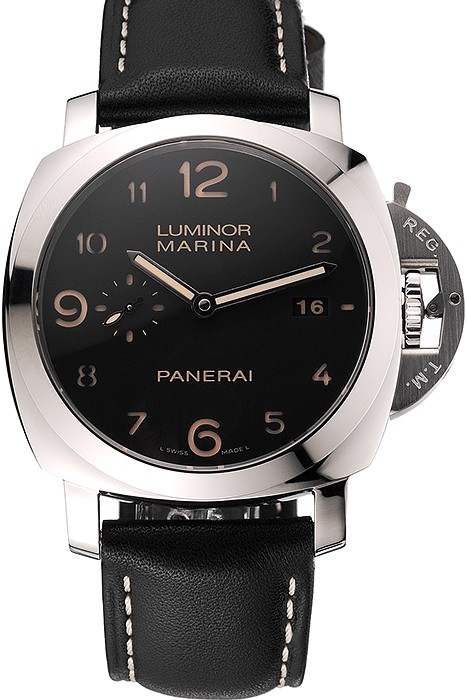 Swiss Panerai Luminor Marina 1950 3 Days Brown Dial Stainless Steel Case Black Leather Strap