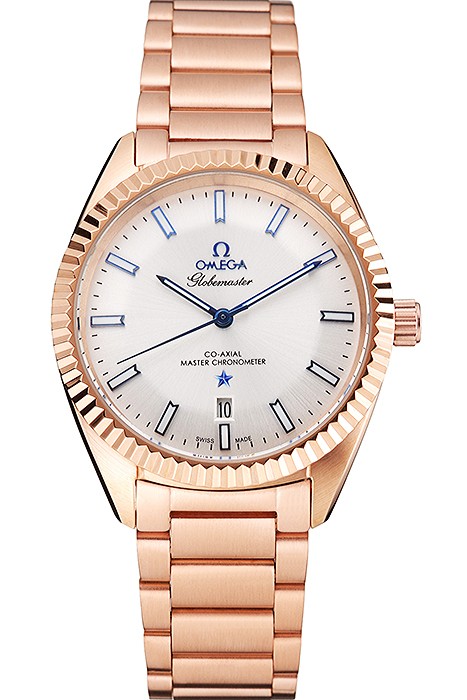 Omega Globemaster White Dial Rose Gold Case And Bracelet