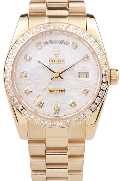 Rolex Day-Date 18k Yellow Gold Plated Stainless Steel White Dial