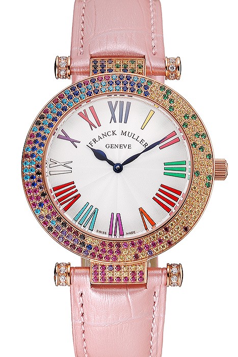 Franck Muller Double Mistery 4 Saisons White Dial Rose Gold Case Light Pink Leather Strap
