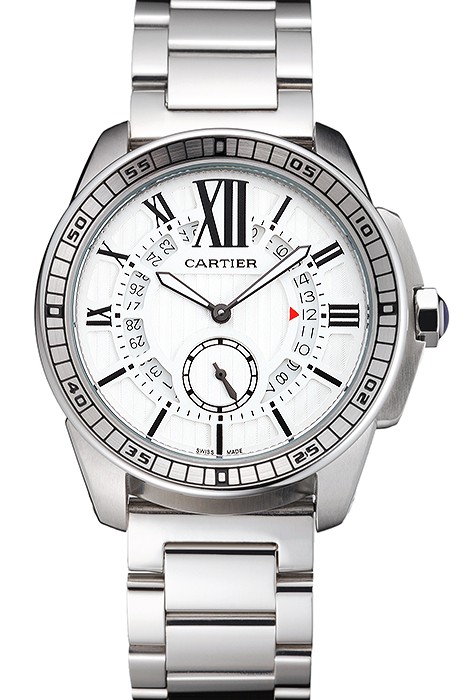 Cartier Calibre De Cartier Small Seconds White Dial Stainless Steel Case And Bracelet