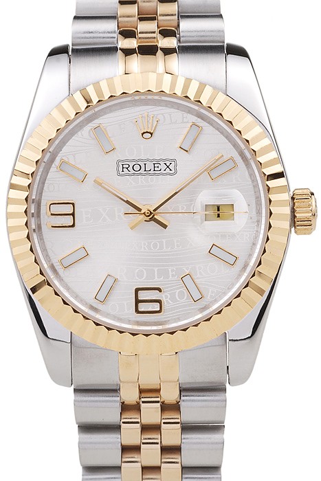 Rolex DateJust Two Tone Stainless Steel 18k Gold Plated Silver Dial 98084