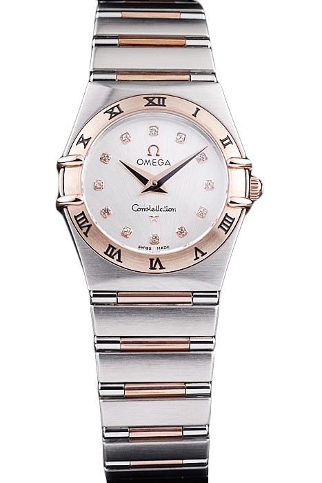 Omega Swiss Constellation Jewelry Rose Gold Case White Dial  98123
