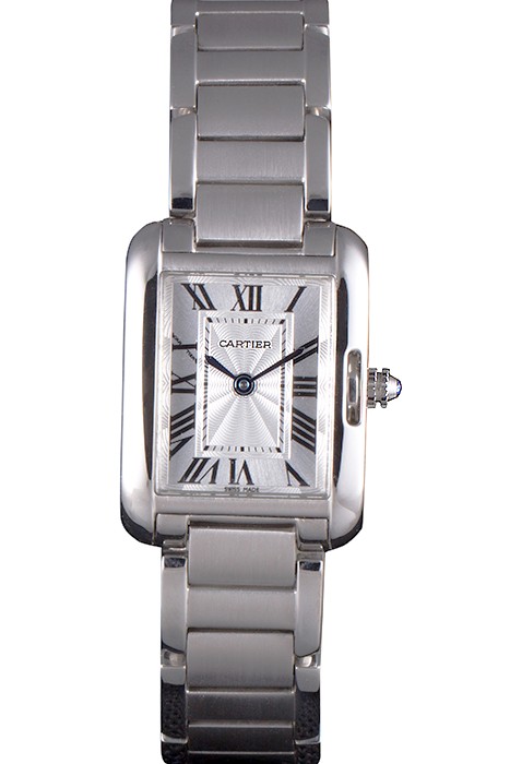 Cartier Tank Anglaise 23mm Silver Dial Stainless Steel Case And Bracelet