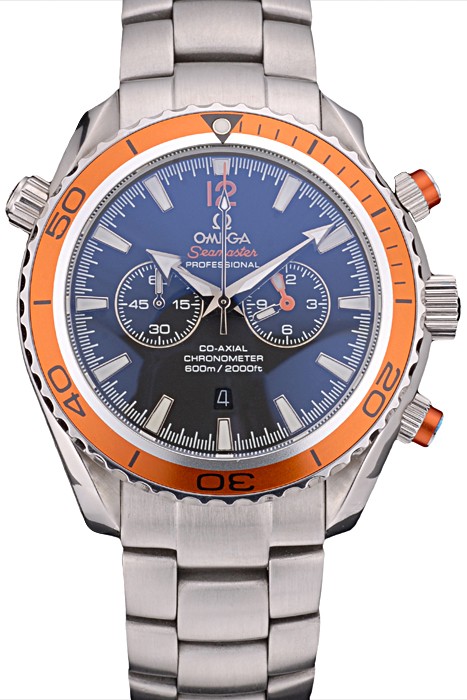 Omega Seamaster Planet Ocean Orange Tachymeter Black Dial Stainless Steel Strap 80241