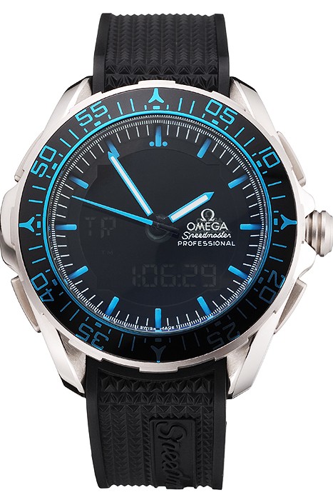 Omega Speedmaster Skywalker X-33 Black Dial Blue On Black Bezel Stainless Steel Black Rubber Strap