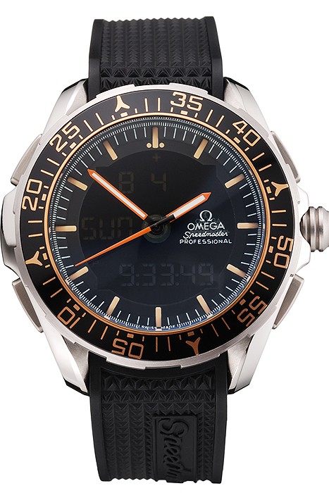 Omega Speedmaster Skywalker X-33 Black Dial Orange On Black Bezel Stainless Steel Case Black Rubber Strap