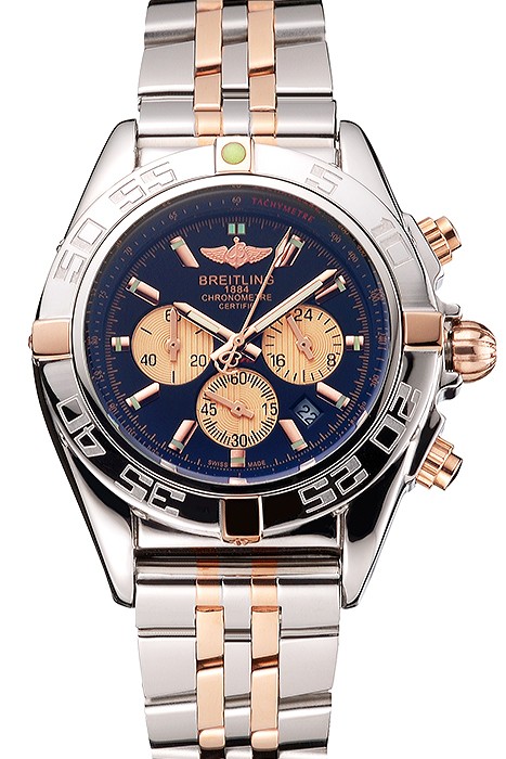 Breitling Chronomat 44 Black Dial with White Subdials 2 Tone Stainless Steel Bracelet  622509