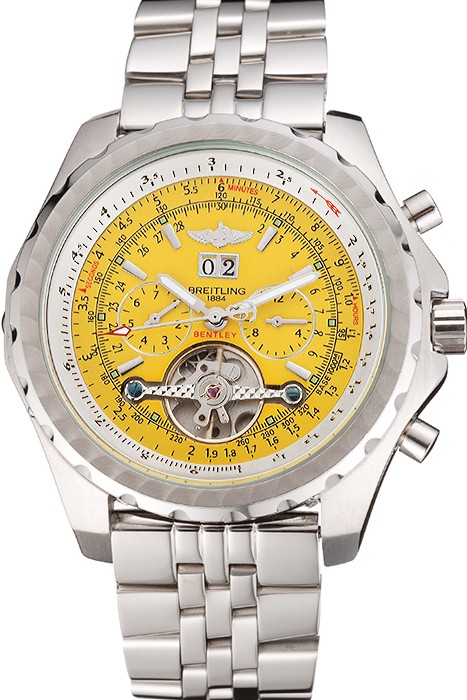 Breitling Bentley Mulliner Tourbillon Yellow Dial Stainless Steel Case And Bracelet  622734