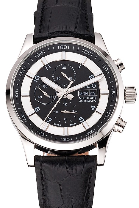 Mido Multifort Cronograph 2 Tone Dial Black Leather Strap  622184