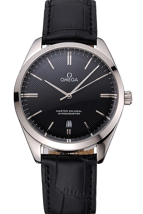 Omega Tresor Master Co-Axial Black Dial Stainless Steel Case Black Leather Strap