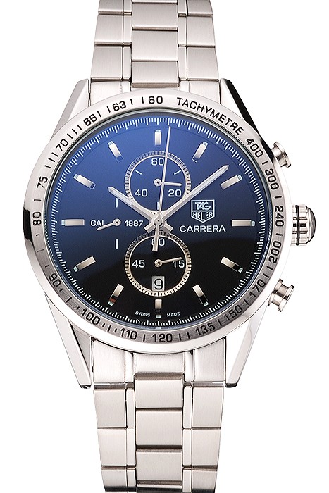 Tag Heuer Carrera Tachymeter Bezel Black Dial Stainless Steel Strap