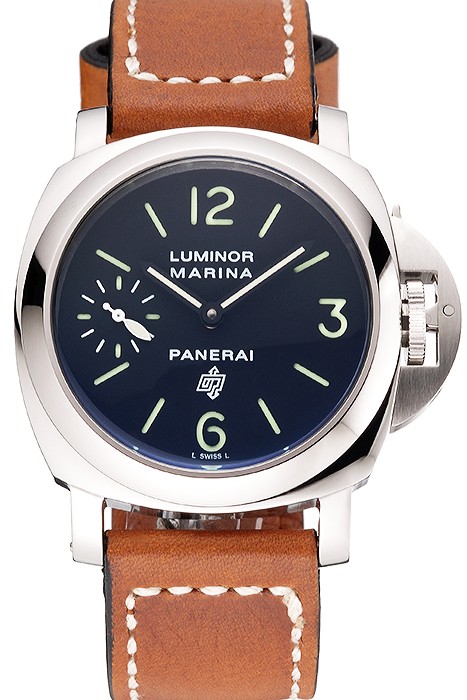 Panerai Luminor Marina Stainless Steel Bezel Brown Leather Bracelet  622313