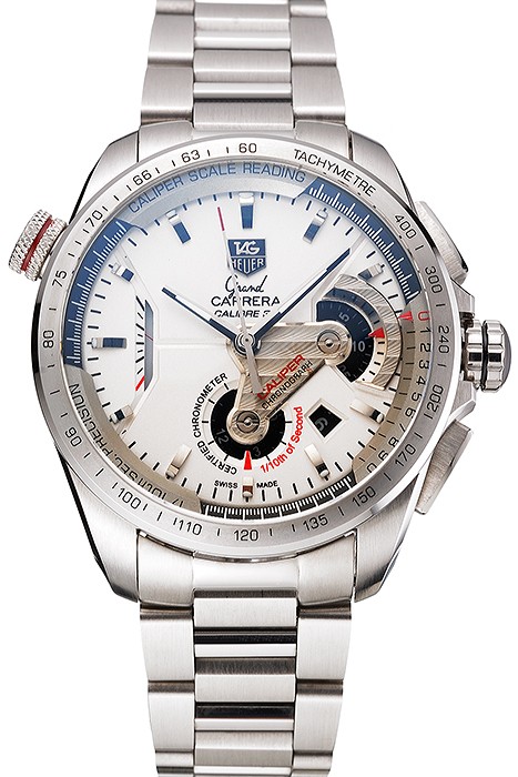 Tag Heuer Swiss Carrera Tachymeter Bezel Stainless Steel White Dial