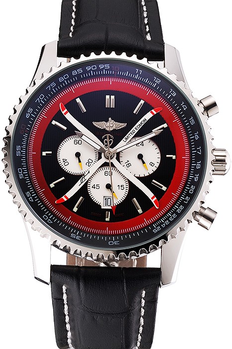 Breitling Certifie Black Leather Strap Black Dial Chronograph 80176