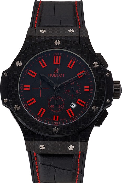 Hublot Big Bang Carbon Dial With Red Markings Carbon Case And Bezel Black Leather Strap  622775