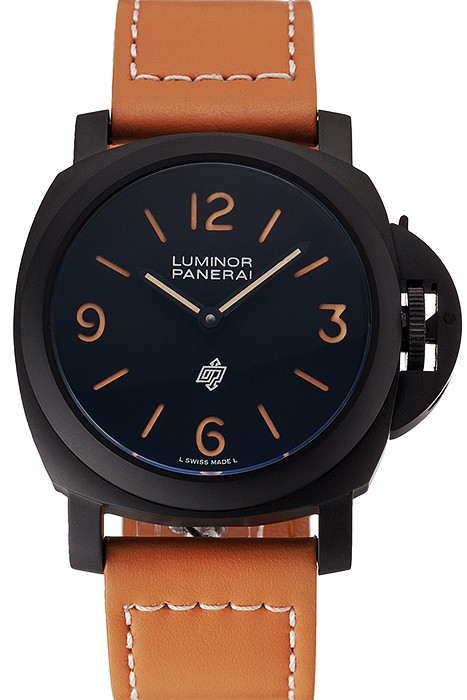 Panerai Luminor Ion Plated Stainless Steel Bezel Orange Leather Bracelet  622309