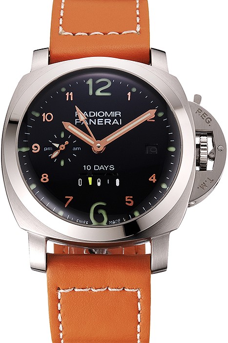 Panerai Radiomir Stainless Steel Bezel Orange Leather Bracelet  622317
