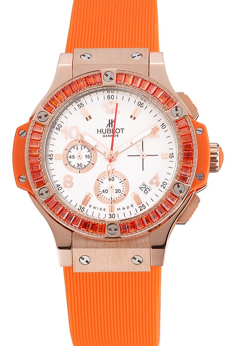 Hublot Big Bang Tutti Frutti Orange Strap Gold Dial