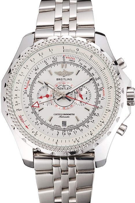Breitling Bentley Chronograph White Dial Stainless Steel Strap