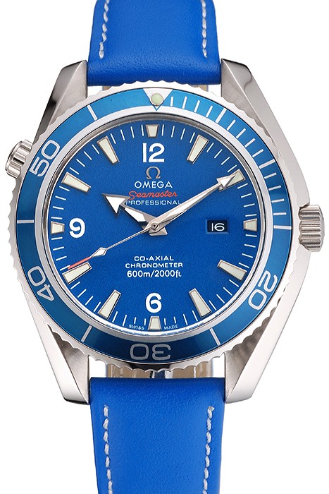 Omega Seamaster Planet Ocean Blue Dial Blue Leatherl Bracelet  622538