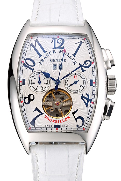 Franck Muller Casablanca White Croco Leather Strap White Dial 80281