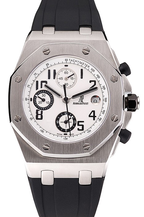 Swiss Audemars Piguet Royal Oak Offshore White Dial Stainless Steel Case Black Rubber Strap  622853