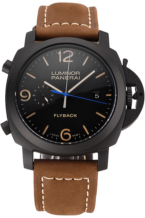Panerai Luminor 1950 3 Days Chrono Flyback Black Dial Black Case Brown Leather Strap