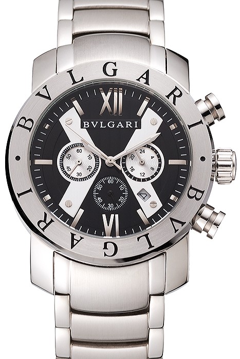 Bvlgari Diagono 46mm Black Dial Stainless Steel Case Ceramic Bezel Steel Bracelet
